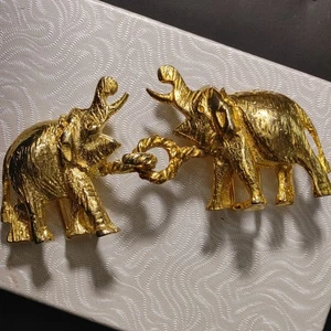 Mimi Di N 1972 Elephants Interlocking Statement Gürtelschnallen Vintage goldfarben - Bild 1 von 12