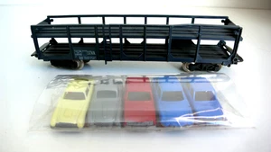 TRAIN JOUEF "HO" WAGON PORTE-AUTOS À BOGIES BON ÉTAT Lg 16 cm 1959 - Picture 1 of 4