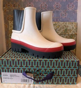  TORY BURCH Ivory White Hurricane  Foul Weather Ankle Boots Size 8M DD290 - Picture 1 of 13