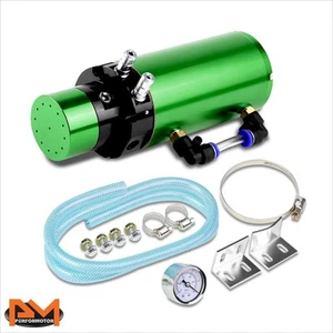 TANQUE/LATA DE CAPTURA DE ACEITE DE MOTOR DE ALUMINIO CON CALIBRE PSI 7""X2.5"" VERDE - Imagen 1 de 7