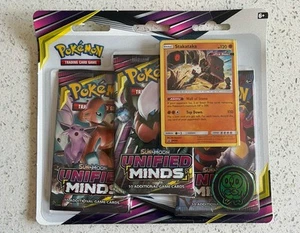 Pokemon Sun & Moon Unified Minds 3 Pack Blister Booster Stakataka Promo - Sealed - Picture 1 of 4