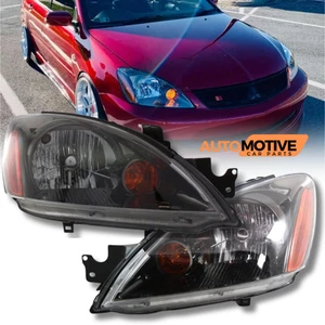 For 2004-2007 Mitsubishi Lancer Sedan Headlight W/Bulb Headlamp Black Left+Right - Picture 1 of 24