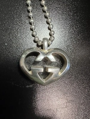 Gucci Sterling Silver 925 GG Puff Heart 28 Inch Necklace Ball Chain 43.7g - Image 1 of 4