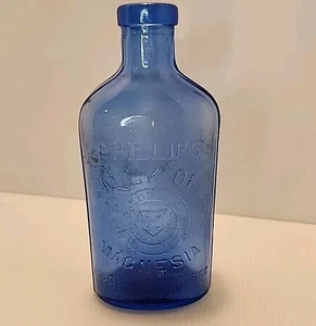 Vintage Medicine Bottle Phillip Milk of Magnesia Glass Cobalt Blue 1906 - Picture 1 of 5