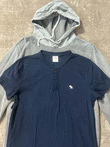 Lote Pullover Sudadera con Capucha Abercrombie & Fitch Talla Pequeña SS Henley Azul Marino Gris - Imagen 1 de 3