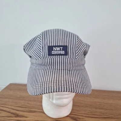 Sombrero de ingeniero conductor de tren de Halloween para niños certificado de ferrocarril a rayas Foto 1 de 4