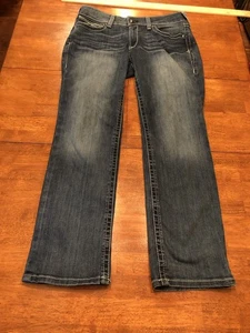 Ariat Real Denim Jeans Womens 31s Blue Mid Rise Straight Leg Medium Wash - Picture 1 of 11