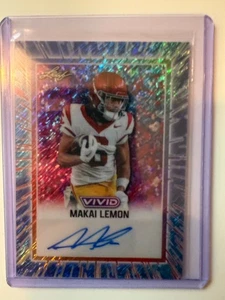 2025 Leaf Vivid Football Makai Lemon BA-ML1 /6 USC Trojans AUTO Blue Shimmer - Picture 1 of 2