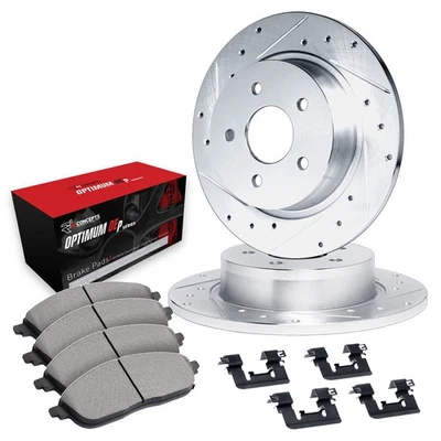 For Cadillac Catera 97-01 Drilled & Slotted Rear Brake Kit w Optimum Pads Foto 1 de 2