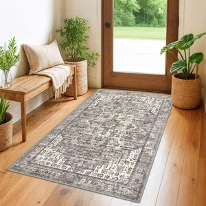 Alfombras Lavables 3x5 Taupe para Salón, Alfombra Suave Estampada Medallón con... - Imagen 1 de 8