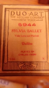 DUO-ART THR AEOLIAN COMPANY PLAYER PIANO ROLL 5944 SYLVIA BALLET DELIBES - Picture 1 of 5