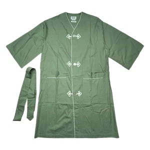 1960s Vintage Sleep Coat Men Medium Pima Cotton Belted Green USA Excello Robe - Picture 1 of 9