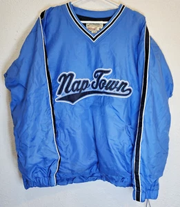 Vtg Steve & Barrys Nap Town Mens Size Med Lined Pullover Nylon Jacket V Neck - Picture 1 of 9