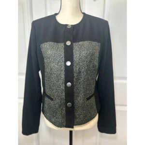 Cabi 3036 Media Jacket Blazer Black Green Silver Metallic Look Size Medium - Picture 1 of 9