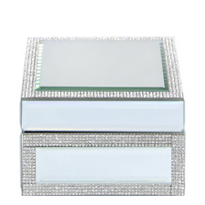 Silver Mirror and Glitz Jewellery/Trinket Box 12.5cm #GW2060