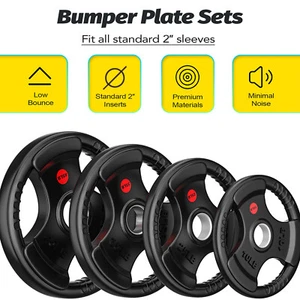 Set piastra pesi paraurti gomma olimpica 2" piastre in grp lotto 10/15/25/35/45/55 libbre - Foto 1 di 28