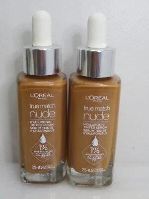L'OREAL TRUE MATCH NUDE HYALURONIC TINTED SERUM 7.5-8.5 COOL DEEP 1 OZ LOT OF 2 - Image 1 of 3