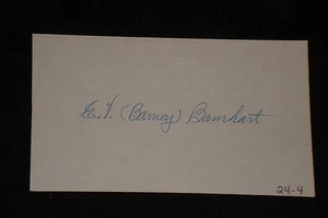 TARJETA ÍNDICE 3X5 FIRMADA POR EDGAR BARNHART 1924 ST. LOUIS BROWNS (d.1984) - Imagen 1 de 1