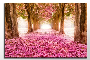 GROß 36 x 24 ZOLL UK HANDGEFERTIGT ROSA BLÜTEN BLUMEN LEINWANDBILD WANDBILD BILD DRUCK - Bild 1 von 2