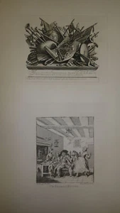 WILLIAM HOGARTH Receipt For March to Finchley & The Farmer's Return antique pts - Imagen 1 de 1