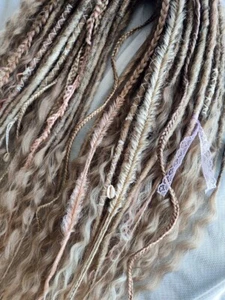 Boho Blonde Double Ended Dreadlocks Set – 50 pcs, Wavy & Braided Style - Picture 1 of 8