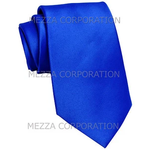 Nueva Corbata Vesuvio Napoli Hombre Color Sólido 100% Poliéster Formal Azul Real - Imagen 1 de 2