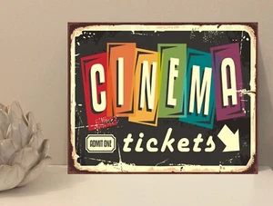 1x Entradas de Cine Rústico Retro Placa de Metal Letrero Casa de Regalo Novedad (mt41) - Imagen 1 de 4