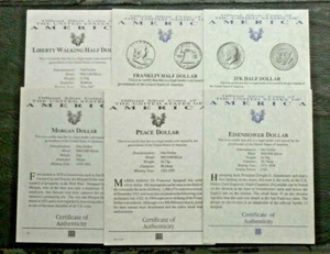 Certificates for old USA Silver Coins Halves and Dollars See Menu (NO COINS) - Picture 1 of 13