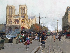 NOTRE DAME DE PARIS E Galien-Laloue Fliese Wandbild Küchenrückwand Marmor Keramik - Bild 1 von 14