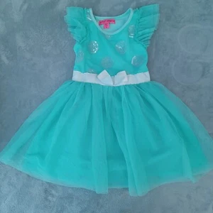Betsy Johnson Dress 5 T Girls Blue Teal Tutu Sequin Tulle Layered Princess Dress - Picture 1 of 21