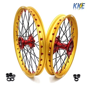 Llantas doradas KKE 21/19 ruedas rojas fundidas para Honda CRF250R 450R CR125R 250R 2004-2012 - Imagen 1 de 12