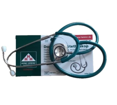 HEINZ HERENZ HAMBURG Stethoskop Doppelkopf Stethoscope Double Head , grün green vert, Marke: HHH
