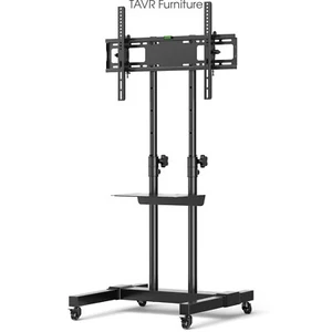 Mobile TV Stand Rolling TV Cart with Mount Height Adjustable up to 80 inch - Picture 1 of 8
