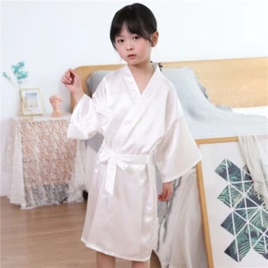 Bathrobe Kimono Robe Dressing Gown Silk Girls Sleepwear Satin Set Nightgown Kids - Picture 1 of 15