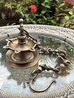 Antique Old Brass Hand Carved Beautiful Hindu Temple Hanging Oil Lamp Jyoti