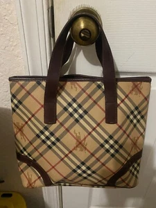 Bolso de Mano BURBERRY Haymarket Check Mediano Marrón. Excelente - Imagen 1 de 12
