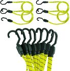 Houseables Bungee Cords with Hooks, 4 Pack, 48" Long, Yellow, Flat, Adjustable