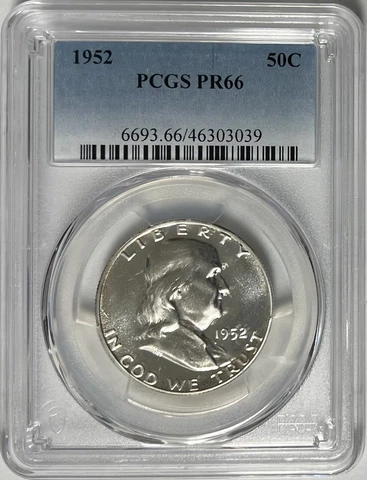 1952 Silver Proof Franklin Half Dollar PCGS PR66 #1 Cover