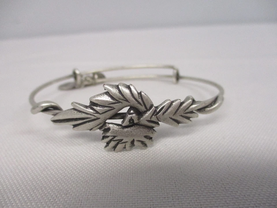 PULSERA BRAZALETE PLUMAS HOJA HELECHO PLATA ALEX & ANI Foto 1 de 3