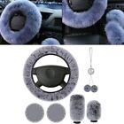 Plush Gray Fur Wool Car Steering Wheel Cover Set for a Touch of Luxury
