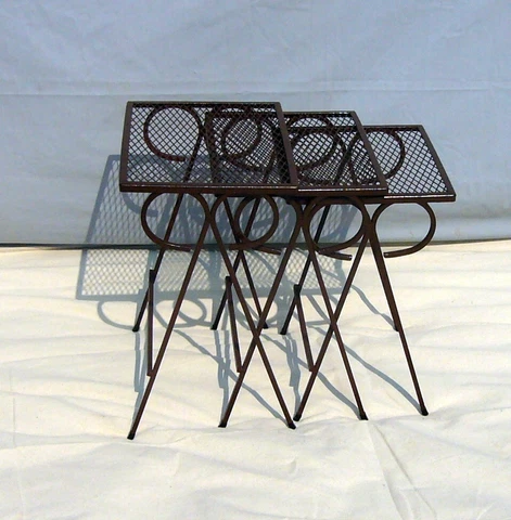 Vtg SALTERINI Metal Nesting Tables Vtg MidCentury Modern Tempestini Woodard MCM Cover