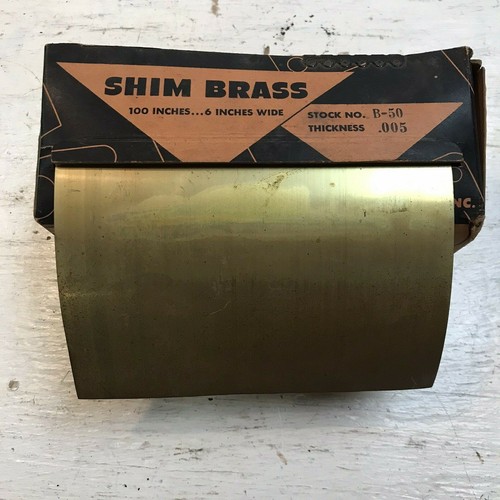 Vintage SHIM BRASS Shim Stock .005, 6" Wide Laminated Shim Co. Made in
