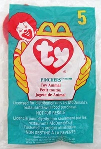 1998 McDonalds ty Toy Animal Teenie Beanie Babies #5 Pincher Happy Meal Plush - Picture 1 of 2