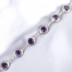 Iolite Gemstone Indian Jewelry 925 Sterling Silver Chain Bracelet For Girls - Picture 1 of 7