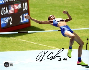 VASHTI CUNNINGHAM SIGNIERT 8x10 FOTO OLYMPISCHE LEICHTATHLETIK HOCHSPRUNG BECKETT BAS - Bild 1 von 2