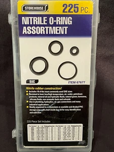 225 SAE Nitrile O-Ring Assortment Air Gas Plumbing Hydraulic Connection Seal Kit - Picture 1 of 3