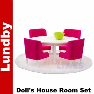 Lundby DINING ROOM SET Dining Table & Chairs Dolls House 1:18th scale Sweden - Picture 1 of 3