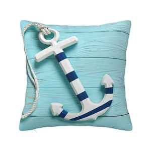 Blue Anchor Throw Pillow Cover Case 18 X 18 for Couch Sofa Bed Home Decor - Picture 1 of 7