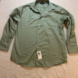 Camicia Geoffrey Beene nuova con etichetta taglia 16 32/33 casual con bottoni manica lunga uomo verde - Foto 1 di 14
