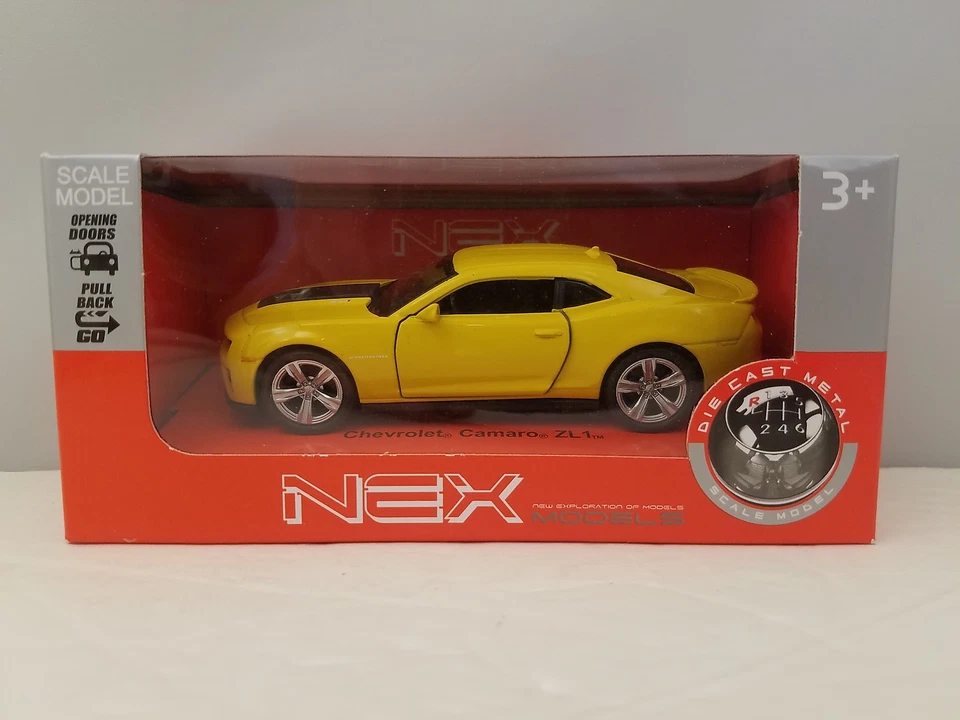 WELLY NEX Scale Models Chevrolet Camaro Zl1 Yellow Sports Car Die Cast # 43667CW